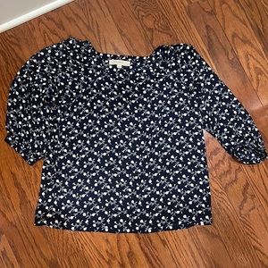 Loft Petite Blue Floral Blouse (SP)